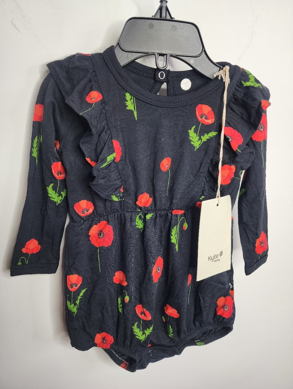 Kyte BABY Midnight Poppy Bodysuit with Ruffles